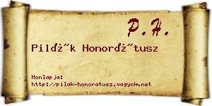 Pilák Honorátusz névjegykártya